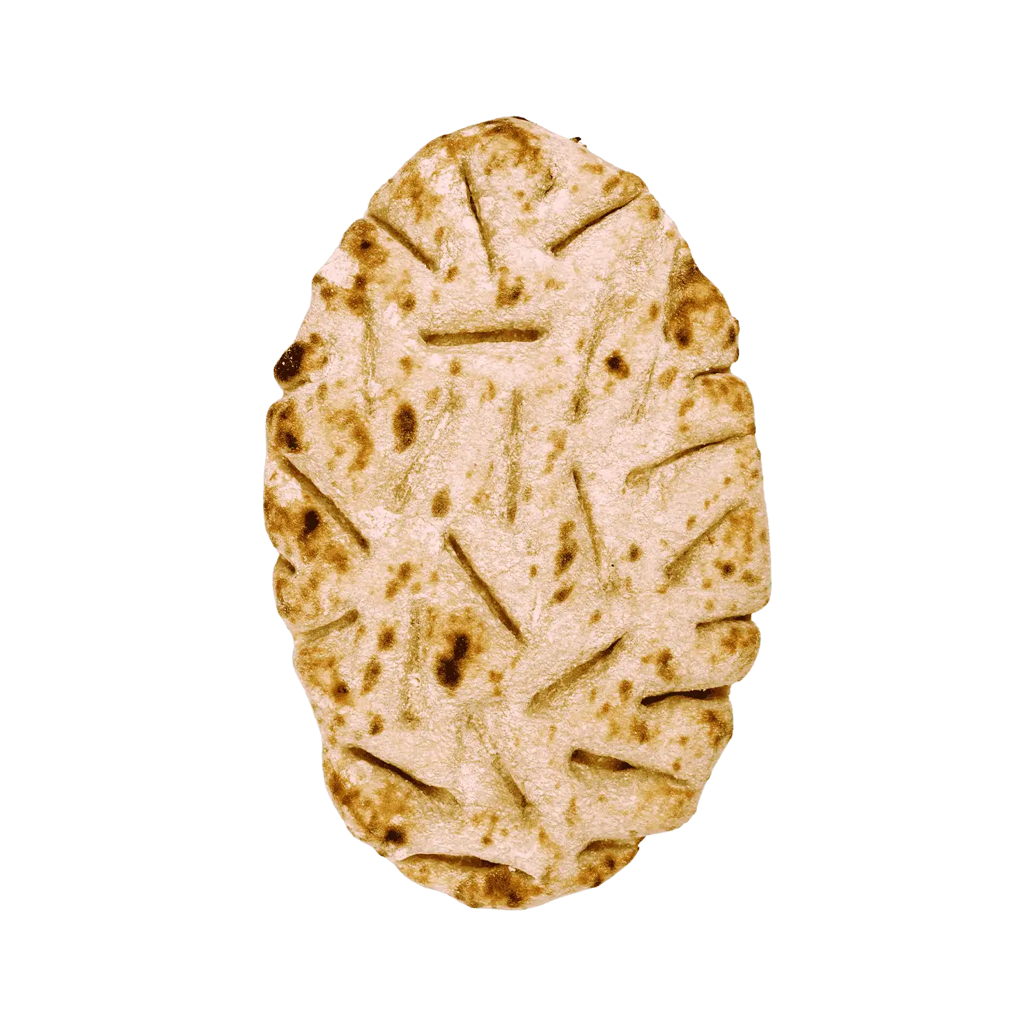 Top down image of oval pinsa crust