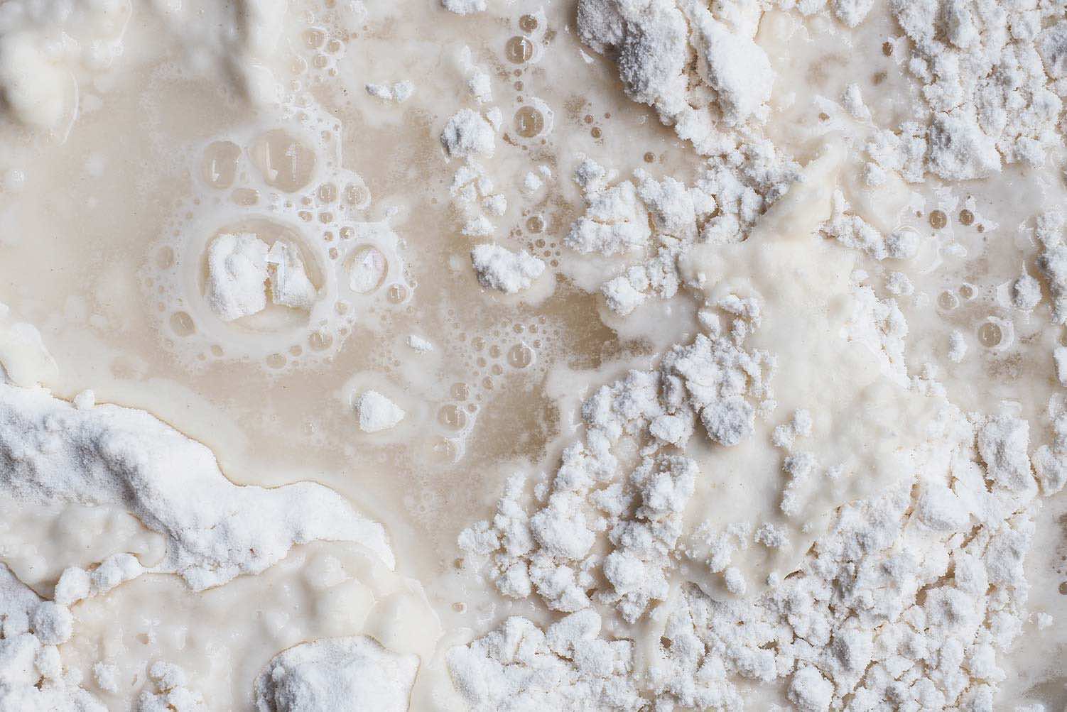 Dough and flour mix close up shot