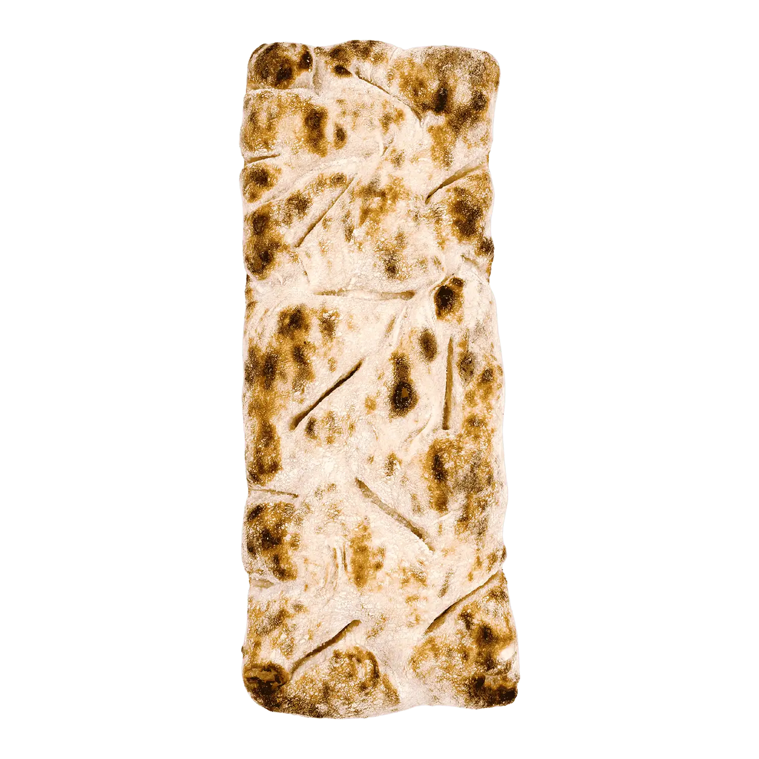 Top down image of plain flatbread crust