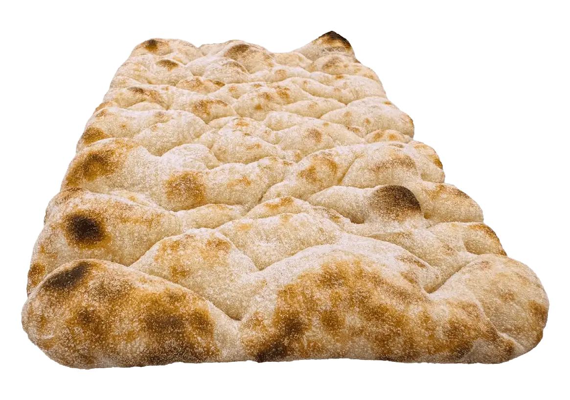Angled view of traditional flatbread